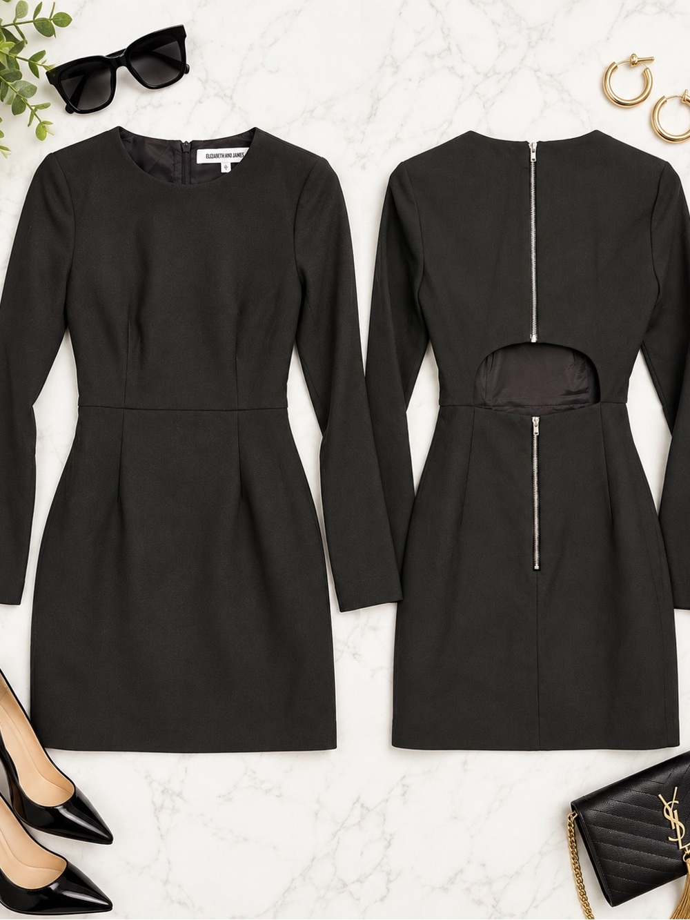 Elizabeth and James Black Cutout Back Mini Dress – Size 0